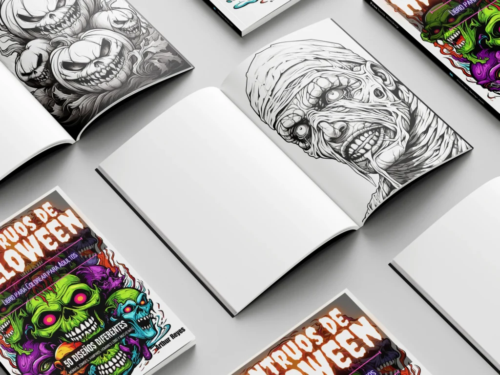 libro para colorear para adultos monstruos de halloween